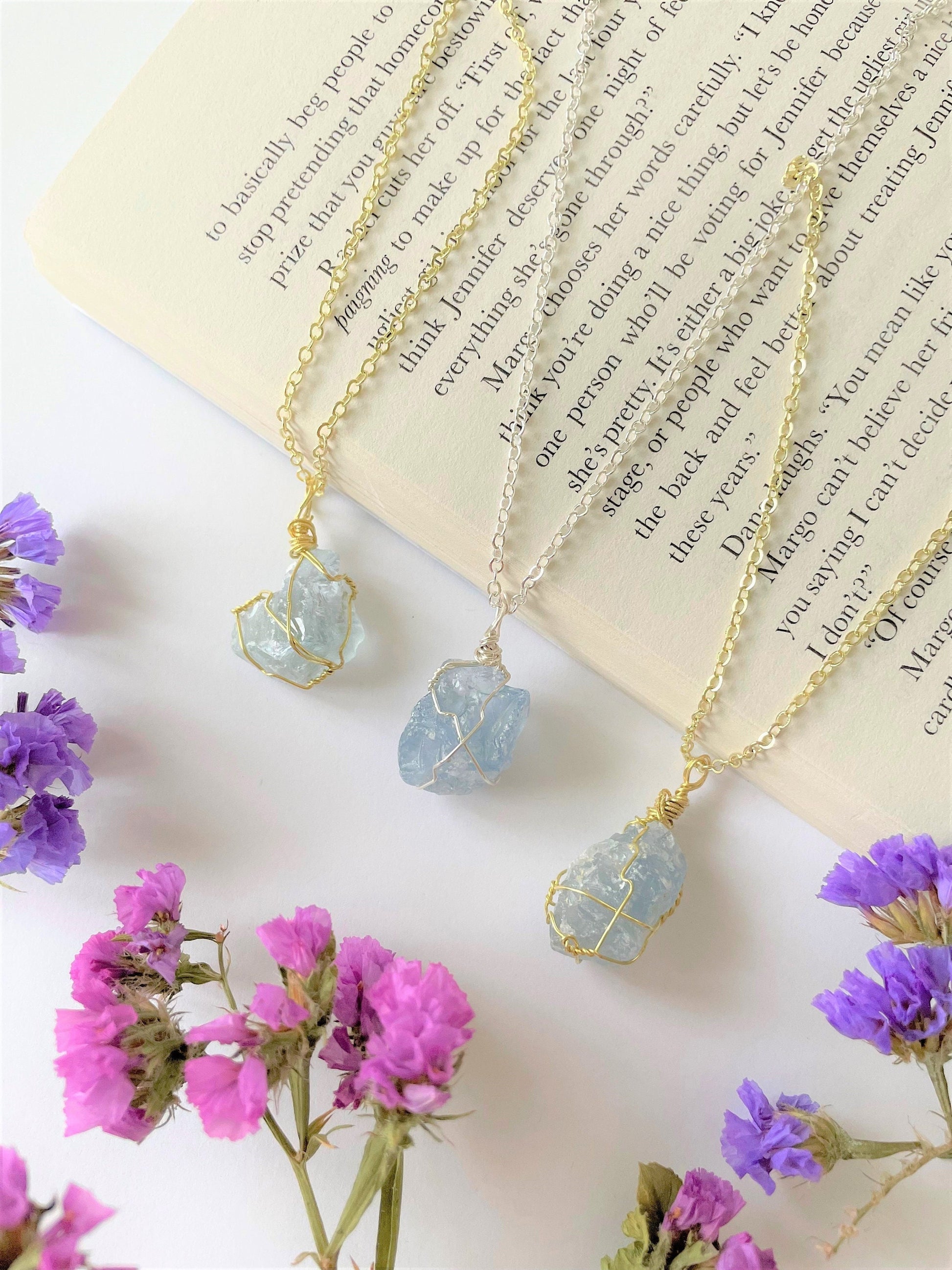 Celestite Wire Wrap Necklace – Secret Crystal Garden